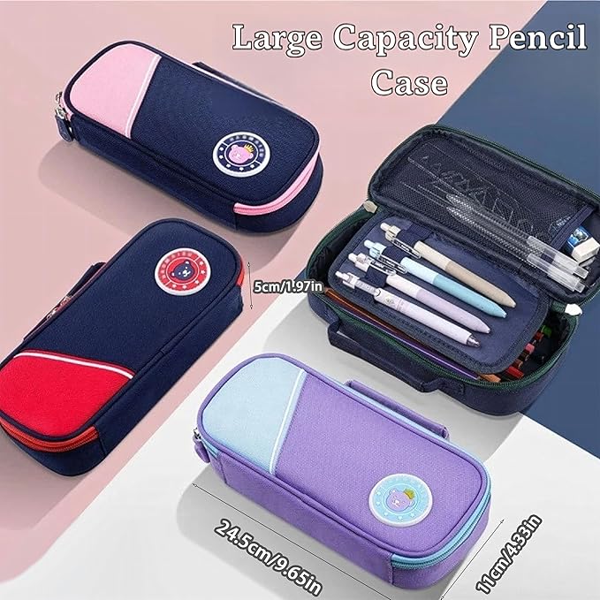 46 Pcs Large Capacity Pencil Pouch with Aesthetic School Supplies, 12 Pastel Highlighters, 5 Black Ink Gel Pens, 6 Mechanical Pencils Set 0.5 & 0.7mm, Sticky Notes, Stationary Set for Student (Red)