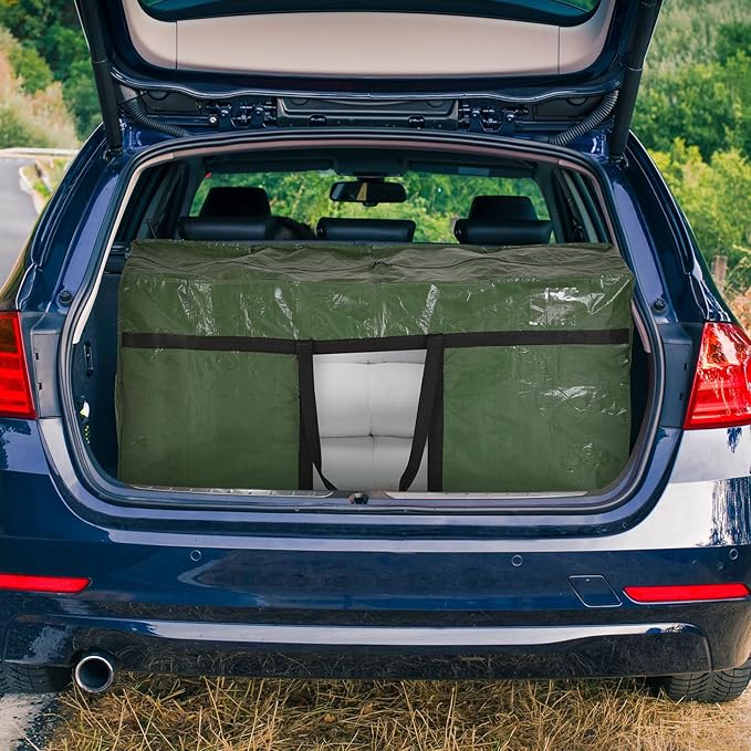 4 Pack 66 Gallon Extra Large Moving Bags with Visible Window XXL Heavy Duty Storage Bag Jumbo Big Tote for College Dorm Clothes Blankets Space Saving Alternative to Moving Boxes(Army Green)
