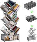 Gintan 9-Tier Modern Book Shelves with Storage, Bedroom Shelves Folding Bookshelves, No Installation Required Shelf Tree Bookcase for Living Room, Study, Home Office, Bed Room (Grey)