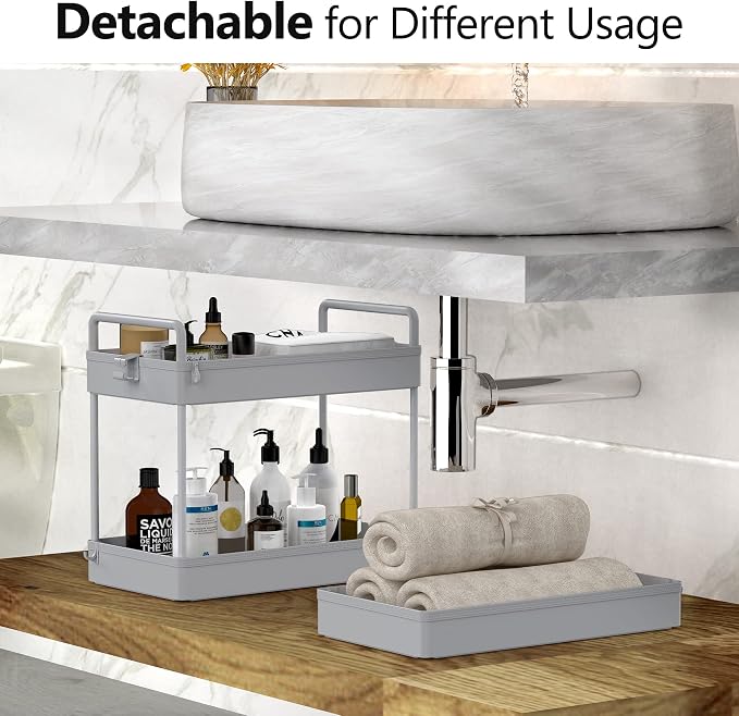 SOLEJAZZ 3 Tier Slim Rolling Storage Cart Organizer with Wheels, Gray | Utility cart for bathroom, laundry, bedside, dorm&narrow spaces. Fits craft, nail, makeup, snack, art, diaper&baby essentials