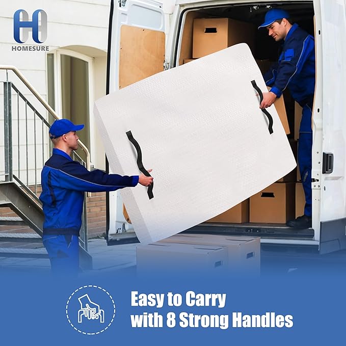 HOMESURE 2 Pack Mattress Bags for Moving and Storage with 8 Handles - Semi-Transparent, King