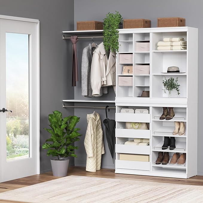 ClosetMaid Modular Storage Shelf Unit with 12 Adjustable Shelves & Dividers, White