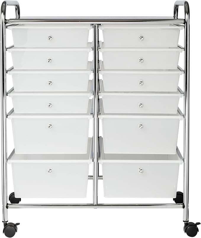 Honey-Can-Do Rolling Storage Cart and Organizer with 12 Plastic Drawers