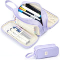 Pencil Case Pouch, Large Capacity Pencil Box Bag, Aesthetic Pen Organizer for School Supplies, Cute Preppy Stuff for Girls Boys Kids, Back to College Stationery, Purple