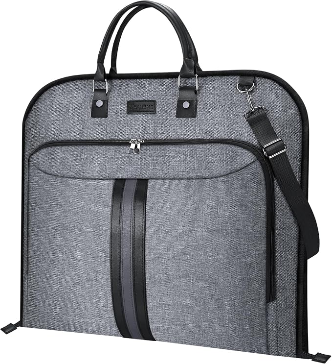 BALEINE Travel Garment Bag, Travel Suit Bag for Men, Water Resistant Carry on Garment Bag for Hanging Clothes, Garment Duffel Bag for Travel Business (Grey, 42")