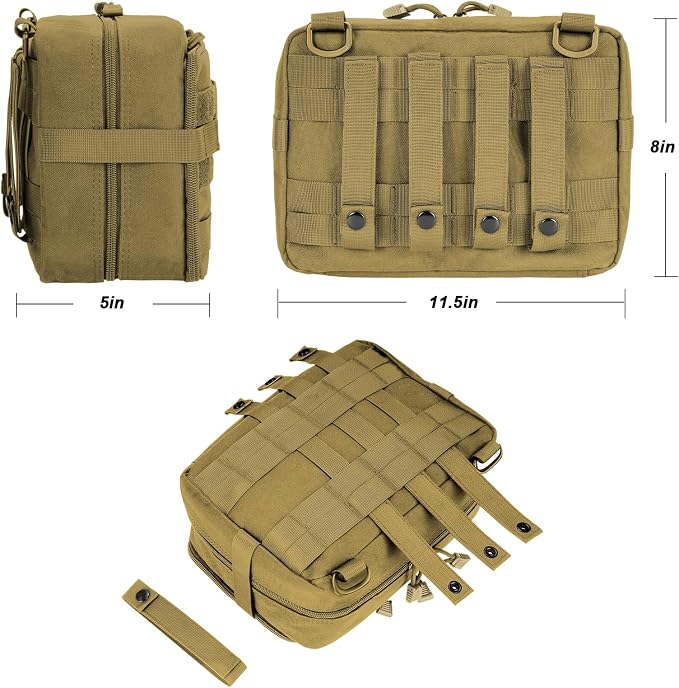 Jueachy Tactical Molle Pouch Large Admin Bag Utility Tool Pouches Molle Attachment EDC Pouches Expandable Molle Accessories Organizer Medical Pocket U.S.A Patch Included