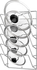 Simple Houseware Wall Door Mounted Pot Lid Rack Organizer, Chrome Finish | 9.5" W x 4.5" D x 17.2" H Shelf