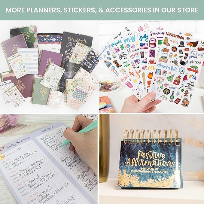 bloom daily planners 2026 Pocket Planner - 4” x 6” - (January 2026 - December 2026) - MINI Weekly/Monthly Agenda Organizer & Calendar Book - Eucalyptus, White