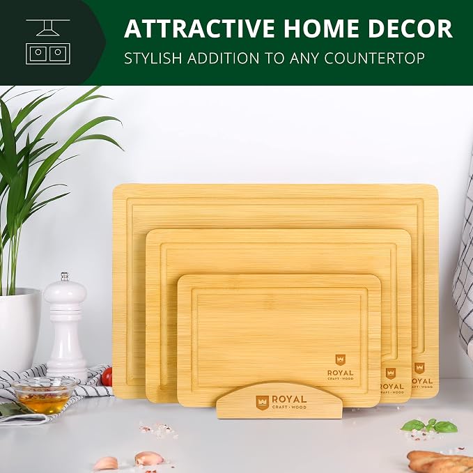 ROYAL CRAFT WOOD Cutting Board Stand for Cutting Board Sets, Chopping Boards Rack Organizer that Holds up to 3 Cutting Boards to 0.7 Inches Thick