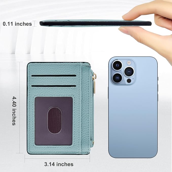 Tipmile Womens Credit Card Holder Wallet, Small Slim RFID Blocking Sleeve | Mini Tiny Cute ID Case, Minimalist Zipper Pocket Wallet, Thin Coin Purse, Mothers Gift