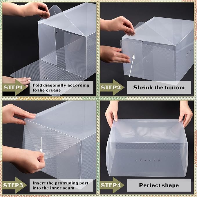 Sintuff 20 Pcs Clear Shoe Boxes Plastic Stackable Clear Shoe Storage Boxes for Women Men Ankle Boots High Heels Rooms Closet(13.8 x 9.8 x 7.1 Inches)