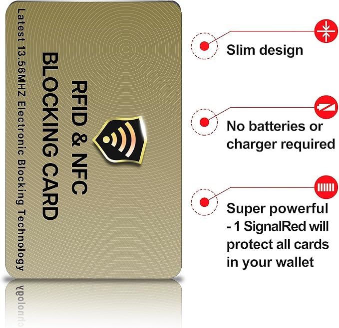SaiTech IT 2 Pack RFID Blocking Card for Credit Debit ID Card, Golden | Slim Anti-Theft Contactless NFC RFID Blocker Protector, Easily Fit into Wallet and Purse, for Men & Women