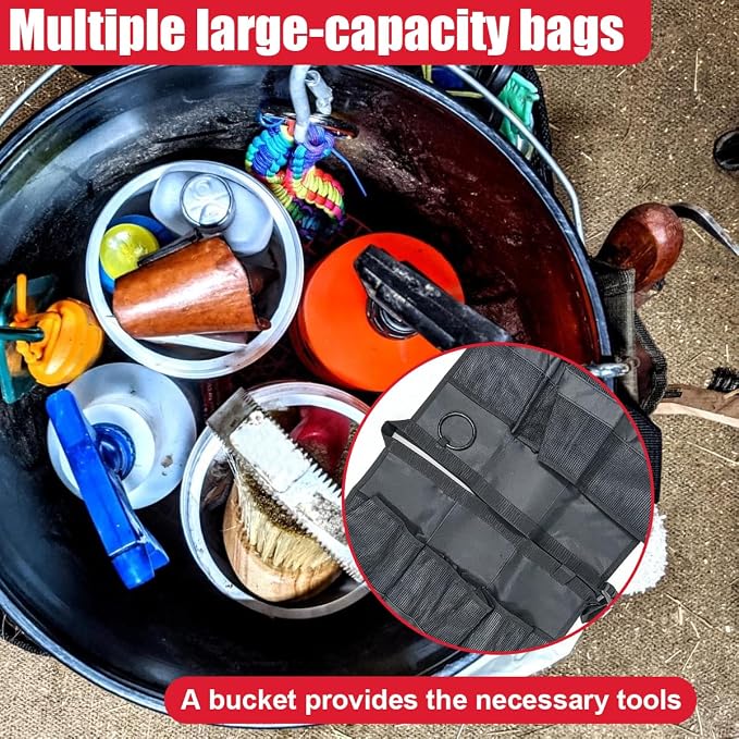 Craedli 5 Gallon Bucket Tool Organizer Bag Car Wash Caddy with Mesh Pockets | Storage Compartments For Cleaning Supplies, Universal Auto Detailing Equipment Pouch, Home Gardening Fishing Gear Container