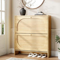 Nicetree Arch-Chic Shoe Cabinet for Entryway, Modern Mid-Century Shoe Storage Cabinet with Fluted, Narrow Shoe Rack with Adjustable Shelves & Tipping Protection, Fits Men's Size 13.5 Shoes