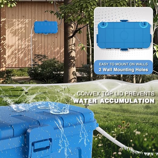 Flemoon [2 Pack] Medium Outdoor Electrical Box Waterproof, Outdoor Plug | Electrical Box (11.5x5.2x4 inch) w/6 Cable Entry Ports, Extension Cord Cover for Power Strip, Timer, Holiday Light, Blue