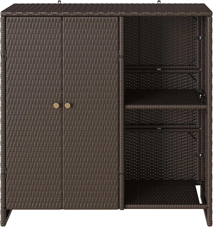 vidaXL Storage Cabinet with Storage Brown 100 x 36 x 102 cm Rattan, Chic Rattan Storage for Living Room, Multi-Use Cabinet, Stylish Design for Easy Home Organization