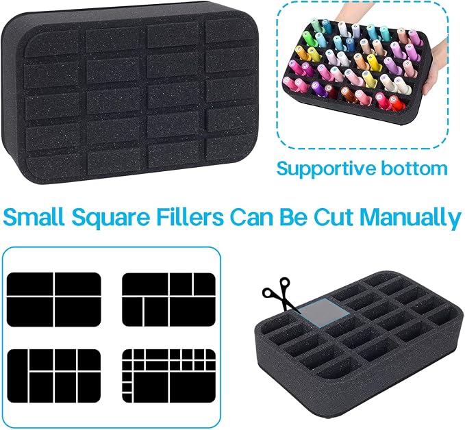 Nail Polish Organizer Holder Foam Pad DIY with 20 Slots for Storage Nail Polish or Essential Oil Tray for Drawers Black