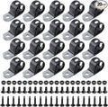 Antrader Cable Clamps, 20Pcs Carbon Steel Rubber Cushion Insulated Loop Clips, 20mm/0.79inch R-Type Cable Management Cord Organizer with Screws