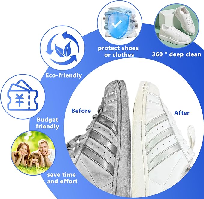 2Pcs Reusable Shoe Washing Machine Bag for Washer and Dryer:Free Up Hands, Prevent Deformation,shoe bag with Zipper Protection Design, Use for all Shoes,Sports Shoes(Blue)