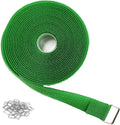 YMCRLUX 1"x16ft Hook and Loop Straps with 25 Metal Buckles, Adjustable Fastening Cable Straps, Cut-to-Length Cinch Strap, Reusable Nylon Securing Cord Ties for Organizer or Storage, 1 inch Wide,Green