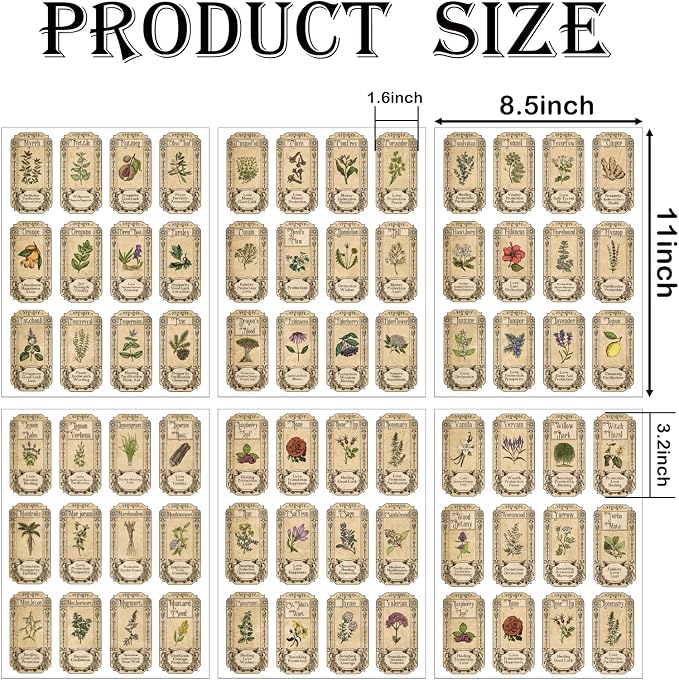 68Pcs Herb Stickers Lables for Jars Vintage Spice Apothecary Herb Spice Labels Stickers Spices Sticker Label for Bottles Tags Jars(herb72)