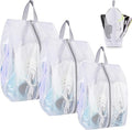 SelfTek Shoe Bags for Travel, 3 Pack 3 Size Double-Sided Zipper Shoe Bag for Men & Women, Waterproof Portable Shoe Storage Pouch with Handle, Family Travel Accessories