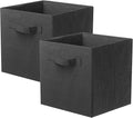 PowerKing Collapsible Storage Cubes, Farbic Storage Bins, Black, 2 Pack | Sturdy, Lightweight, Easy Pull Handle, Closet & Shelf Organizer, Clothes and Toys Storage, 10.5'' x 11'' x 10.5''