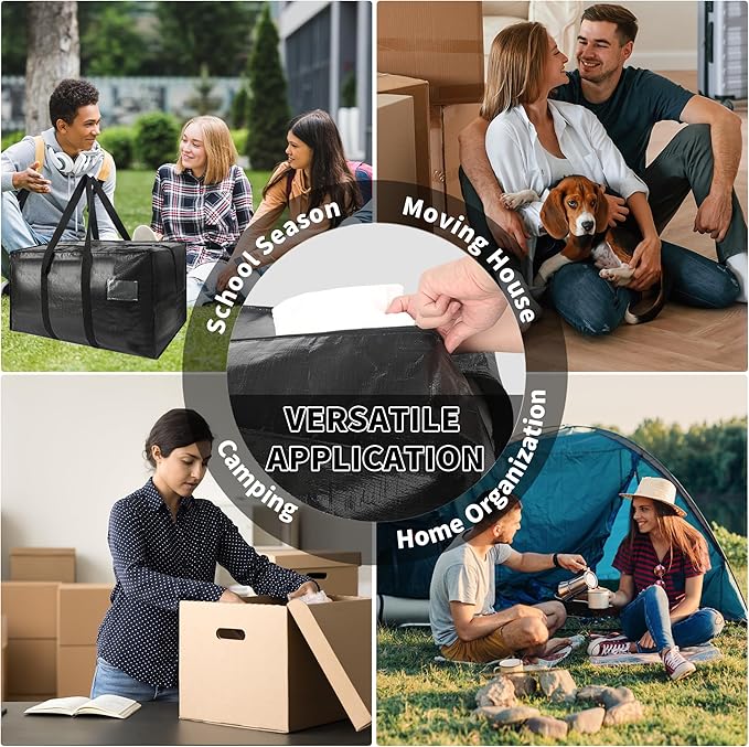 Heavy Duty Extra Large Moving Bags,96 Gallon Jumbo Packing Bags,Huge Moving Storage Bags with Strong Zippers & Carrying Handles,Reusable Big Moving Storage Bags for College Dorm Travel 2Pack