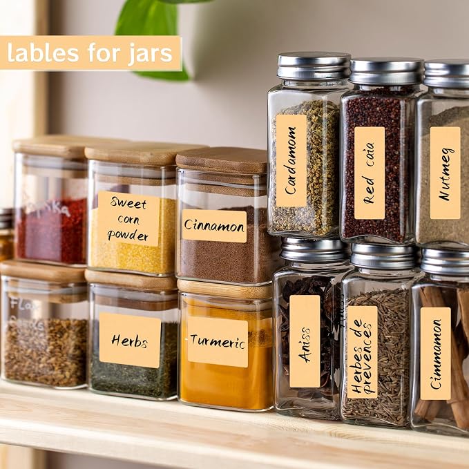 540Pcs Removable Food Labels, 3 Size Labels for Jars, Essential Oil Bottle,Spice Bottle,Food Storage Gift Label Stickers