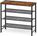 Kitsure Shoe Rack - 4-Tier Shoe Organizer with Wooden Top & Leveling Feet, Easy-Assembly, Rust-Resistant Metal Shoe Shelf for Closet, Entryway, Bedroom, 29.5" x 11.4" x 24.8", Brown