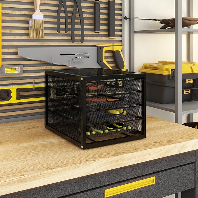 Natwind Mesh Desk Organizer with 4 Tier Sliding Drawers,Black | Paper Sorter, Multi-Functional Home Office Supplies Storage Tray for Letters, Documents,Mail, Files, Arts & Crafts Supplies