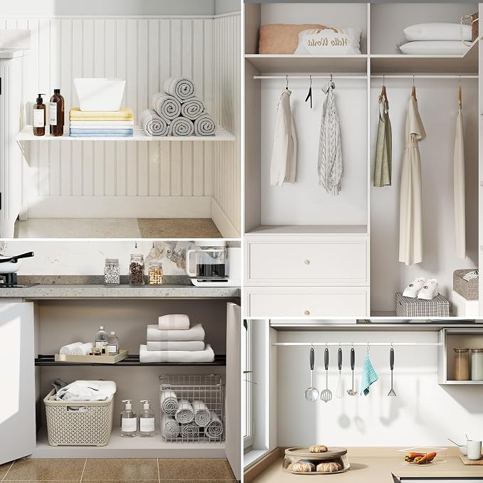 2 Pack White Spring Tension Curtain Rods 28-48 Inches, Spring Loaded Curtain Rods No Drilling, Adjustable Small Tension Rod for Windows, Kitchen, Doorway, Bathroom, Closet