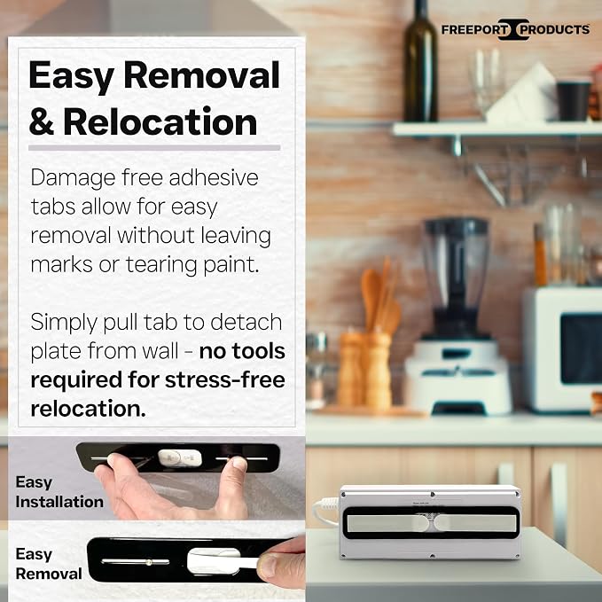 Freeport Power Bar Mount Plate – Self-Adhesive Wall Mount for Power Strips, Perfect for RV, Dorm, Home, and Rentals - Black