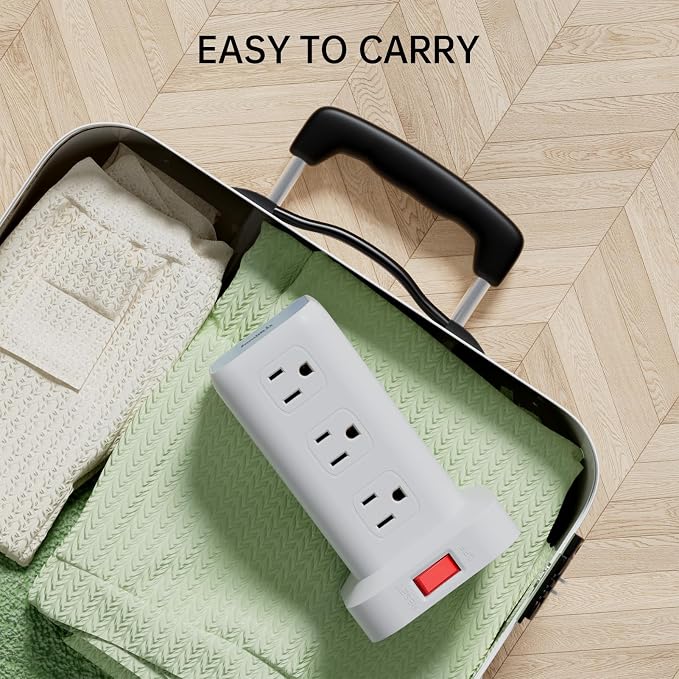 Power Strip with 12 Outlets 4 USB (1 USB C), 6.5Feet Extension Cord with Multiple Outlets, Charging Station, Power Strip Tower, Home Office Desk Supplies
