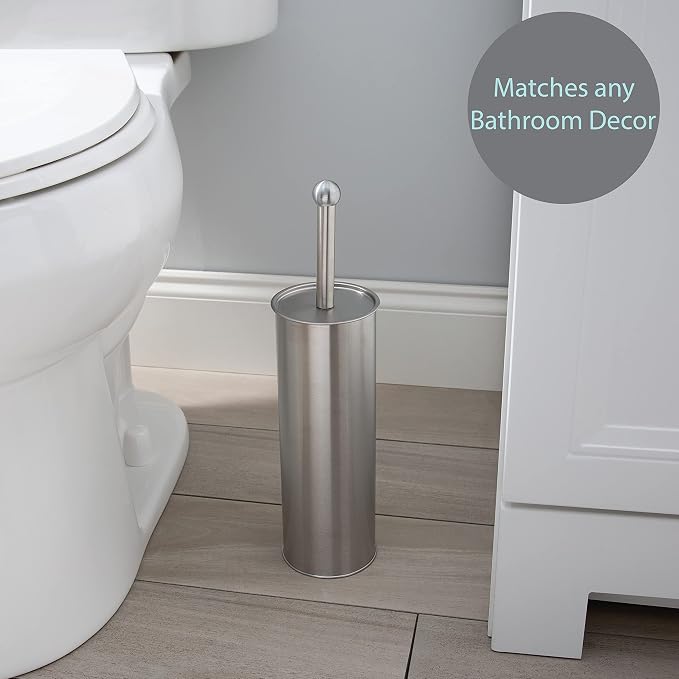 Bath Bliss Stainless Steel, Rust Resistant, Heavy Duty Toilet-Brushes, 2 Pack, Satin