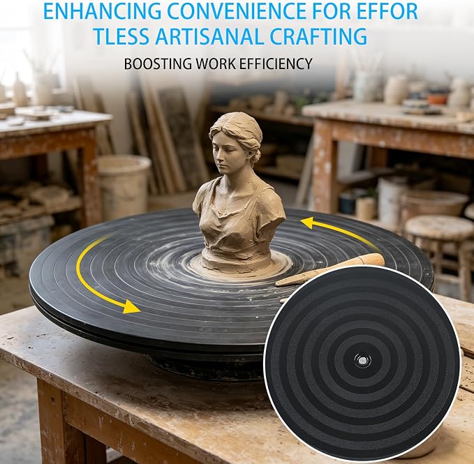 1 Pack 14 Inch Lazy Susan Turntable Heavy Duty Rotating Platform Smooth 360 Swivel for Tabletop, Monitor, Crafts, and TV - Black