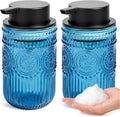 Refillable Foam Soap Dispenser Set of 2, Foaming Hand Soap Dispenser | Glass Foaming Soap Dispenser for Bathroom,Kitchen, Modern Home Decor 13.8 oz