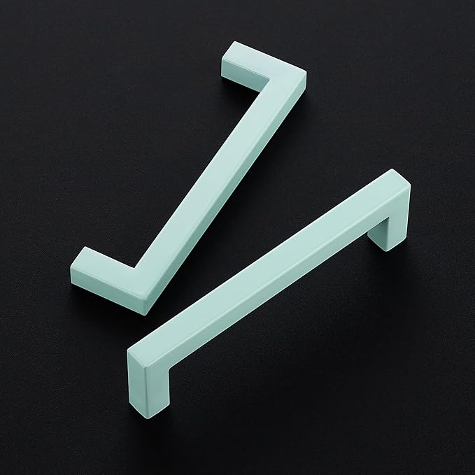 Ravinte Green Square Cabinet Handles Drawer Pulls,5 Inch,1 Pack | Screws Included, Stainless Steel, Square Bar Grip, Easy Install, Kitchen Cabinet Hardware, For Cupboards, Drawers, Dressers