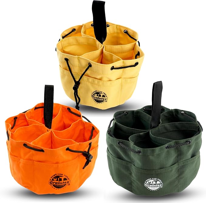 Graintex 18 Pocket Grab Bags Set of 3 Pcs Rip-Stop Canvas, Drawstring Closure, Small Parts Organizer Bag, Small Tools, Screws, Parts, Parachute Tool Bag, Parachute Tool Organizer for Essential Items