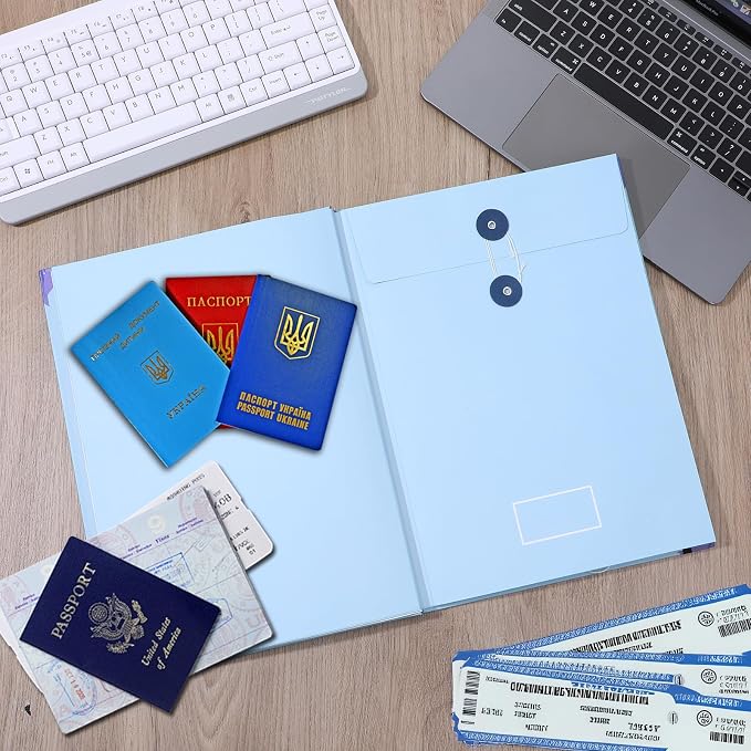 Important Document Organizer, Folders with Pockets, Folder with Labels Pockets, for Emergency Documents, Birth Certificates, Damage Resistant Folder,Passports, School & Offices (Blue)