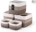 5-Pack Storage Cubes Woven Rope Baskets, 2 Sizes Organizer Bins | Ideal for Closet, Shelf, Bookshelf, Nursery, Changing Table, Cube Storage Bins, Storage Baskets for Bathroom Toy & Home