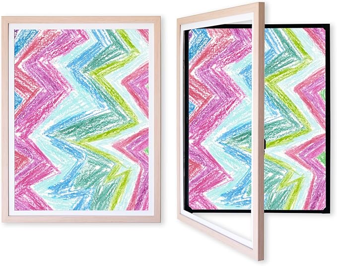 Dynamic Frames Li’l Davinci Front-Open 2-Pack Kids Art Frames, Wooden Frames for 18x24 Artwork, Prints & Certificates, Store up to 50 per Frame, 20.88 x 26.88 Outer Dimensions, Natural