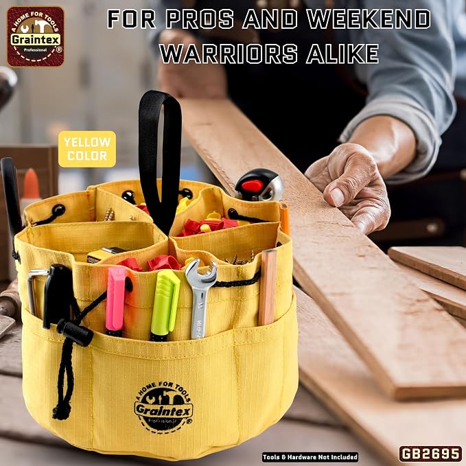 Graintex 18 Pocket Grab Bags Set of 3 Pcs Rip-Stop Canvas, Drawstring Closure, Small Parts Organizer Bag, Small Tools, Screws, Parts, Parachute Tool Bag, Parachute Tool Organizer for Essential Items