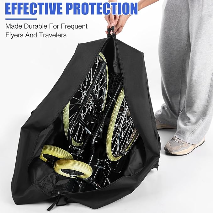 Upgraded Rollator Travel Bag, 840D Extra-Large Wheelchair Travel Bag, Carry Bags with Padded Straps for Folding Rollator Walkers, Transport Chairs, Car and Airplane TSA Traveling (37”L X 29”H X 14”W)