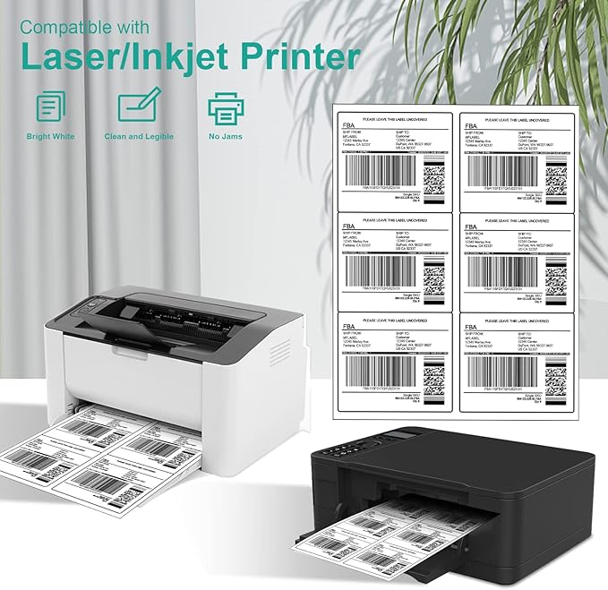 MFLABEL 3-1/3" x 4" Shipping Address Labels, FBA Labels, 6-UP Sticker Labels, White Shipping Labels, Easy to Peel, Address Labels for Laser/Ink Jet Printer, 6 Per Page (900 Labels, 150 Sheets)