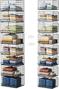 Yociyoga 8-Tier Stackable Closet Organizers and Storage Shelves, Foldable Closet Shelf Organizer, Stackable Storage Bins Drawers for Closet Organizer System, Black（Patent No. 30022416）