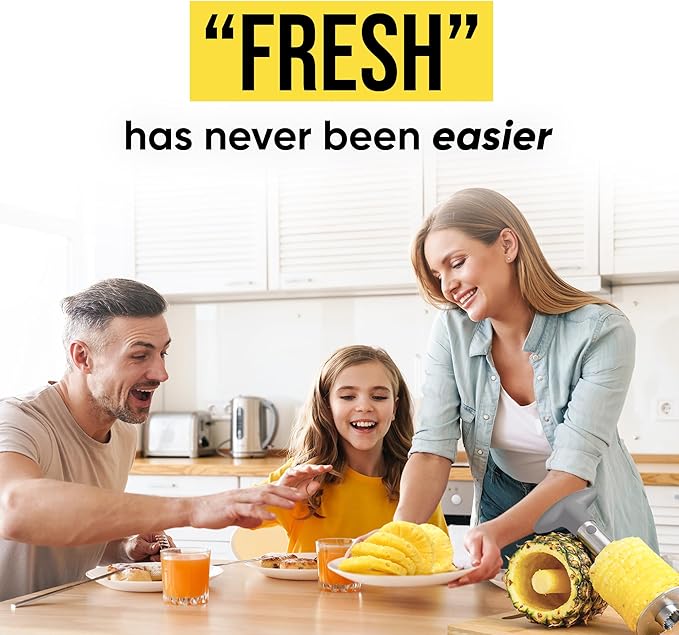 Zulay Kitchen Stainless Steel Pineapple Corer & Slicer – Heavy Duty Pineapple Cutter & Eye Removal Tool – Effortless Core Remover Tool with Sharp Reinforced Blade & Ergonomic Handle - Gray