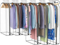 Liuoud Clear Garment Bag for Hanging Clothes 10” Gusseted, (40&50") Suit Bags for Open Closet Storage Plastic Clothes Cover for Coat, Dress, Shirts, Fur, Jacket, Wardrobe Protectors, 6 Pack