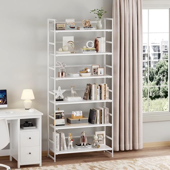 BHG Vintage Multifunctional Folding Bookshelf, No-Assembly Plant Stand Storage Rack Shelves for Home Office