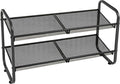 2 Tiers Metal Shoe Rack for Entryway Closet Hallway Bedroom Garage | Shoe Storage Organizer, Mesh Shoe Shelves, Freestanding, Stackable, Adjustable, Rustproof Black